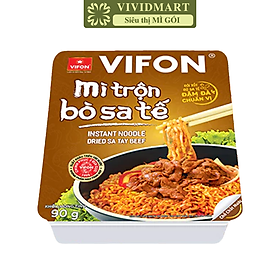VIFON - Mì khay trộn Vifon hương vị Bò sa tế (có gói xốt Bò sa tế), Mì xào bò sa tế Vifon khay (90g/khay)