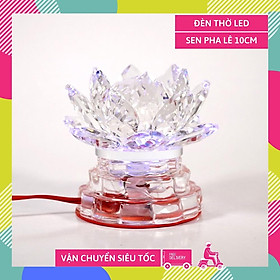Mua Đèn thờ cúng điện pha lê led bông sen đặt bàn thờ Thần Tài  đèn thờ ông Táo - Cao 10cm