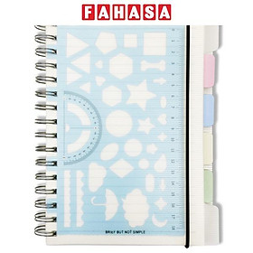 Sổ Lò Xo Kèm Thước Khuôn Đa Năng - Kẻ Ngang - 240 Trang - Jingu Stationery 5435 - Màu Xanh Dương