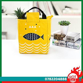 Mua Túi Đựng Hộp Cơm Giữ Nhiệt Đa Năng Họa Tiết Cá Và Sóng Biển Siêu Hot - Vàng - CH Hương Thị Miễn Phí Vận Chuyển