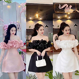 Đầm dự tiệc cưới ivy fashion dáng phối bẹt vai voan kính hạt ngọc - size S/M/L - MS412V đi biển dự tiệc dạo phố bigsize