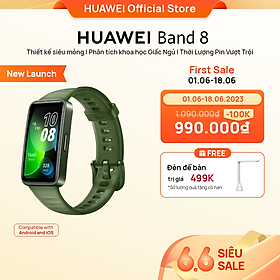 Mua Vòng đeo tay thông minh HUAWEI Band 8 | Thiết kế siêu mỏng | Phân tích khoa học Giấc Ngủ | Thời Lượng Pin Vượt Trội | Hàng Chính Hãng