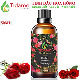 Tinh Dầu Xông Phòng HOA HỒNG TIDAMO 50ML - Tinh Dầu Hoa Hồng Cao Cấp Nhập Khẩu Tạo Hương Thơm Thư Giãn, Kích Thích Cảm Giác Lãng Mạn, Giải Tỏa Mệt Mõi