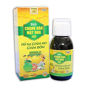 Siro ho cho bé Chanh Đào Mật Ong giảm ho, giảm đờm, giảm viêm họng cho bé từ 1 tuổi - Chai 100ml thành phần chanh đào, mật ong, kim ngân hoa, mơ muối, cam thảo