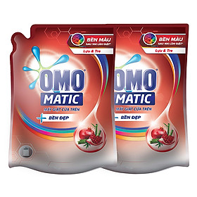 Combo 2 Túi Nước Giặt OMO Matic Bền Đẹp Lựu Và Tre Cho Máy Giặt Cửa Trên (2.3kg/Túi)