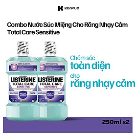 Bộ 2 Nước súc miệng cho răng nhạy cảm Listerine Total Care Sensitive Soothing Taste 250ml/chai