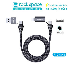 Mua Dây cáp sạc nhanh Rockspace R12 - 4 in 1 dành cho iphone  samsung và các dòng điện thoại chuẩn TypeC  sạc nhanh - Hàng chính hãng