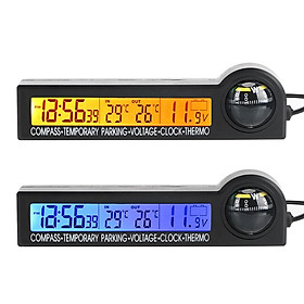 Đồng hồ điện tử 5 trong 1 tích hợp lịch và nhiệt kế đa năng cho xe hơi