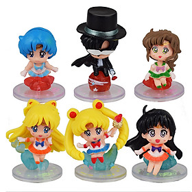 Bộ 6 mô hình Sailor Moon Thủy Thủ Mặt Trăng 4-6 cm sưu tầm, trang trí bàn