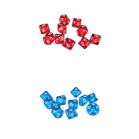 20 Pieces D10 Polyhedral Dice for Dungeons and Dragons Games Red+Blue