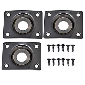 3X Black Output Rectangle   Socket Plate /w Screws for Electric Guitar Parts