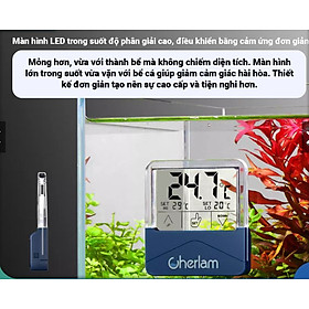 Nhiệt kế bể cá điện tử Cherlam màn hình LCD hiện đại,có thể chuyển đổi độ C độ F, tặng pin. Mã 003 có cảnh báo nhiệt độ