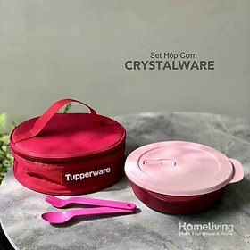 Bộ Hộp Cơm Tupperware Crysral Wave Lunch Set Kèm Muỗng Nĩa & Túi Đựng