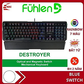 Bàn phím cơ Blue switch Fuhlen D, Phím Gaming Led RGB 7 màu RAINBOW