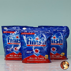 Viên rửa bát Finish All in 1 Max 48 viên - Hương chanh, nhập khẩu chính hãng, dùng cho máy rửa bát