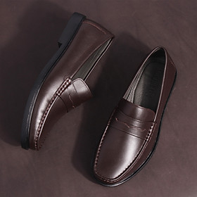 Giày MICHILUX Da Bò Thật Chính Hãng Penny Loafer CIEPL Màu Nâu Sẫm