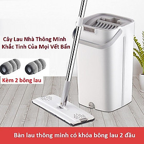 Mua Chổi Lau Nhà Thông Minh Tự Vắt Phân 2 Luồng Nước Sạch Và Bẩn Thế Hệ Mới Kèm 4 Bông - Lau Cây Lau Nhà