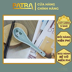Mua Thìa sứ ăn cơm men kem Bát Tràng họa tiết vẽ tay cao cấp