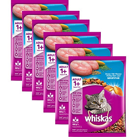 Combo 5 Gói Thức Ăn Mèo Lớn Whiskas túi 400g vị cá biển (400g*5 túi)