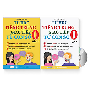 Combo 2 sách: Tự học tiếng Trung giao tiếp từ con số 0 tập 1 + Tập 2 + DVD quà tặng