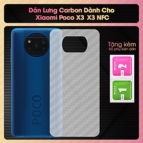 Miếng Dán Dẻo Mặt Lưng Vân Cacbon Dành Cho Xiaomi Poco X3- X3 NFC- Hàng Chính Hãng