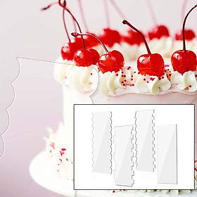 4 Pieces Large Acrylic Cake Tool Cake Comb Frosting Baking Tools Cake Icing Decorating Comb Pastry Cutter Clear for Wedding Party