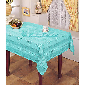 Mua Khăn trải bàn PAULEE - 856B (180cm x 137cm) hoa văn xanh ngọc