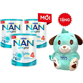 Combo 3 Lon Sữa Bột Nestlé NAN OPTIPRO 4 HM-O 900g + Tặng Balo Chú Gấu Mèo