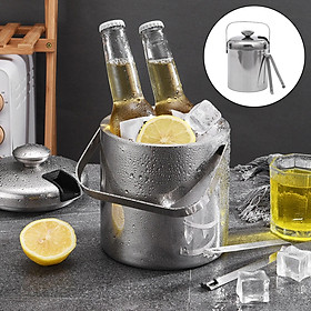 Portable 3L Ice Bucket Ice Cubes Container & Handle for KTV Cocktail Party