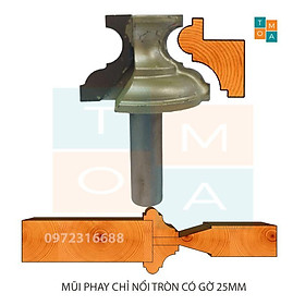 Mua MŨI SOI GỖ - MŨI PHAY GỖ ĐÁNH CHỈ NỔI TRÒN CÓ GỜ 25MM CỐT 12.7MM - HÀNG VIỆT NAM CHẤT LƯỢNG CAO