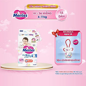 Tã/bỉm dán Merries size M - 56 miếng (dành cho bé từ 6 - 11kg)