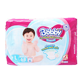 Tã Dán Bobby Siêu Thấm Khô Thoáng Size L 68 Miếng