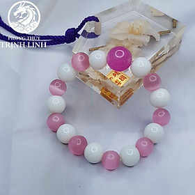 VÒNG CHUỖI TRẮNG ĐỤC MIX HỒNG VÂN SIZE 10LY