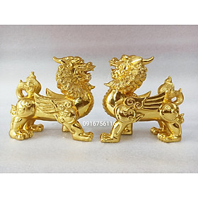 Mua Cặp Tỳ hưu đồng thau dát vàng  Đôi Tỳ hưu cao 18cm bằng đồng thau DÁT VÀNG