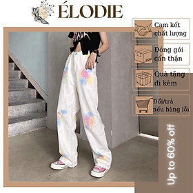 Quần Jean Trắng Phối Loang Ống Suông Form Rộng Unisex - Quần Bò Chất Dày Phong Cách Hiphop Đường Phố