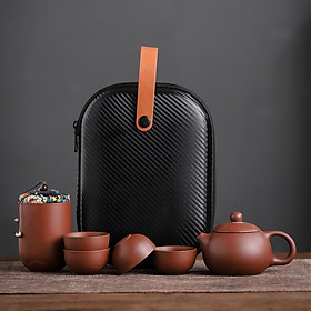 Purple Clay Portable for Travel Tea Supplies Kung Fu Tea Set Ceramics Teapot Teacup One Pot and Four Cups Outdoor Tea Utensils