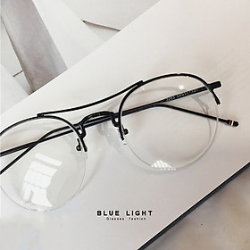 Kính Giả Cận, Gọng Kính Cận Nam Nữ Mắt Tròn Nửa Gọng Đen Hàn Quốc - BLUE LIGHT SHOP