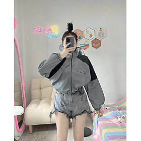 Áo Khoác Dù Nữ 2 Lớp Phối Màu Có Dây Rút 2 Bên Form Lửng, Áo khoác dù ngoại croptop form đẹp , thời trang genz che nắng , siêu xinh , thời trang nữ duyên dáng