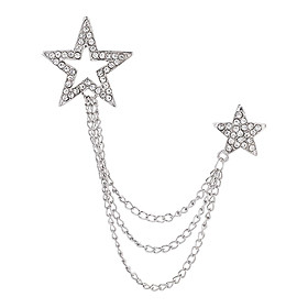 Suit Brooch with Chain Rhinestones Fashion Hanging Chains Star Brooch Pin