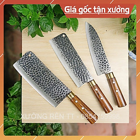 Mua Bộ 3 Dao Nhà Bếp Rèn Từ Thép Nhíp Dập Vân 2 Mặt - Cán Cẩm Chỉ Cao Cấp
