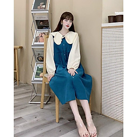 Đầm Bầu Váy Bầu Nhung Tay Bồng Sang Chảnh Thu Đông Dài Tay Dáng Xuông Công Sở Dự Tiệc