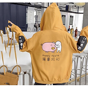 Áo khoác nữ dù in chú Heo