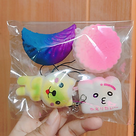 Combo 4 móc khóa squishy mini - Giao mẫu ngẫu nhiên