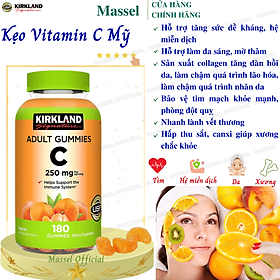 Kẹo Dẻo Vitamin C 250mg Kirkland Adult Gummies 180 Viên Của Mỹ - Tăng Cường Sức Đề Kháng và Hệ Miễn Dịch, Cho Làn Da Trắng Sáng Mịn Màng, Mờ Sẹo, Giảm Thâm, Nám, Mụn - Massel Official