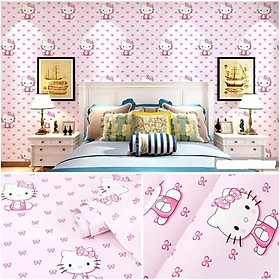 Combo 10M giấy dán tường Mèo Kitty Hồng Nhạt (10mx0.45m)