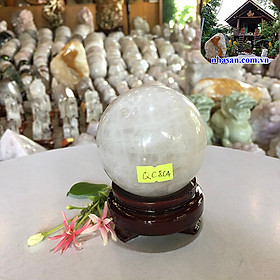 Mua Quả cầu đá thạch anh trắng tự nhiên Việt Nam trang trí QC804 nặng 600gr đường kính 7.6cm (trắng) – Vật phẩm phong thủy may mắn