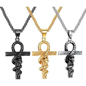 Dây Chuyền Nam Con Rắn Quấn Quanh Thánh Giá Chất Liệu Thép Titan Không Rỉ Không Dị Ứng TT 1638