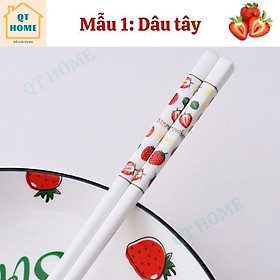 Mua Đũa Gốm Sứ An Toàn  Không Mốc  Không Trơn  Chịu Nhiệt  Họa Tiết Trái Cây 2 Viền (Hàng Có Sẵn)