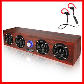 Loa Nghe Nhạc Máy Tính Siêu Trầm X-11 Vỏ Gỗ Cao Cấp + Tặng Tai Nghe Bluetooth Móc Tai Kiểu Dáng Thể Thao S6 Cao Cấp