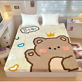 Ga giường nỉ nhung 5D không vỏ gối LIDACO hoạ tiết hoạt hình ngộ nghĩnh siêu mềm mịn ấm áp
